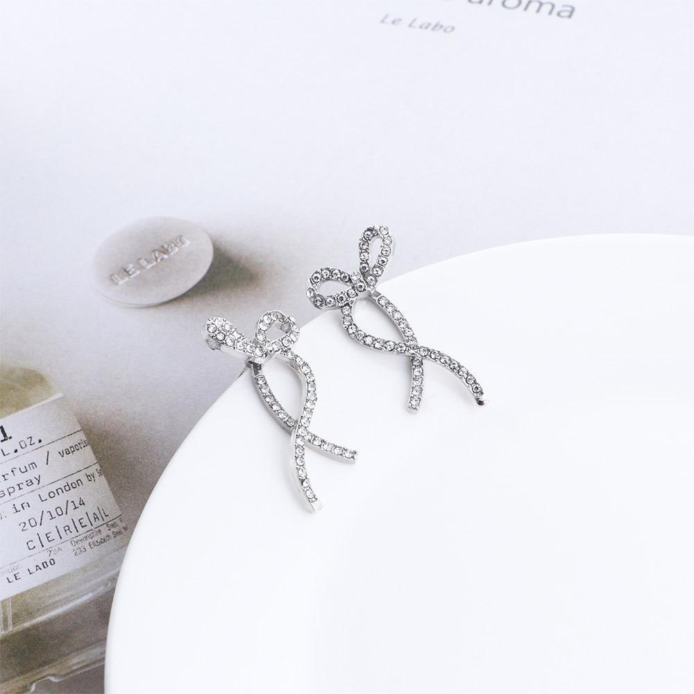 Bông Tai Mạ Bạc Dáng Dài Hình Nơ Đính Đá Pha Lê 2Life Thời Trang Cho Nữ