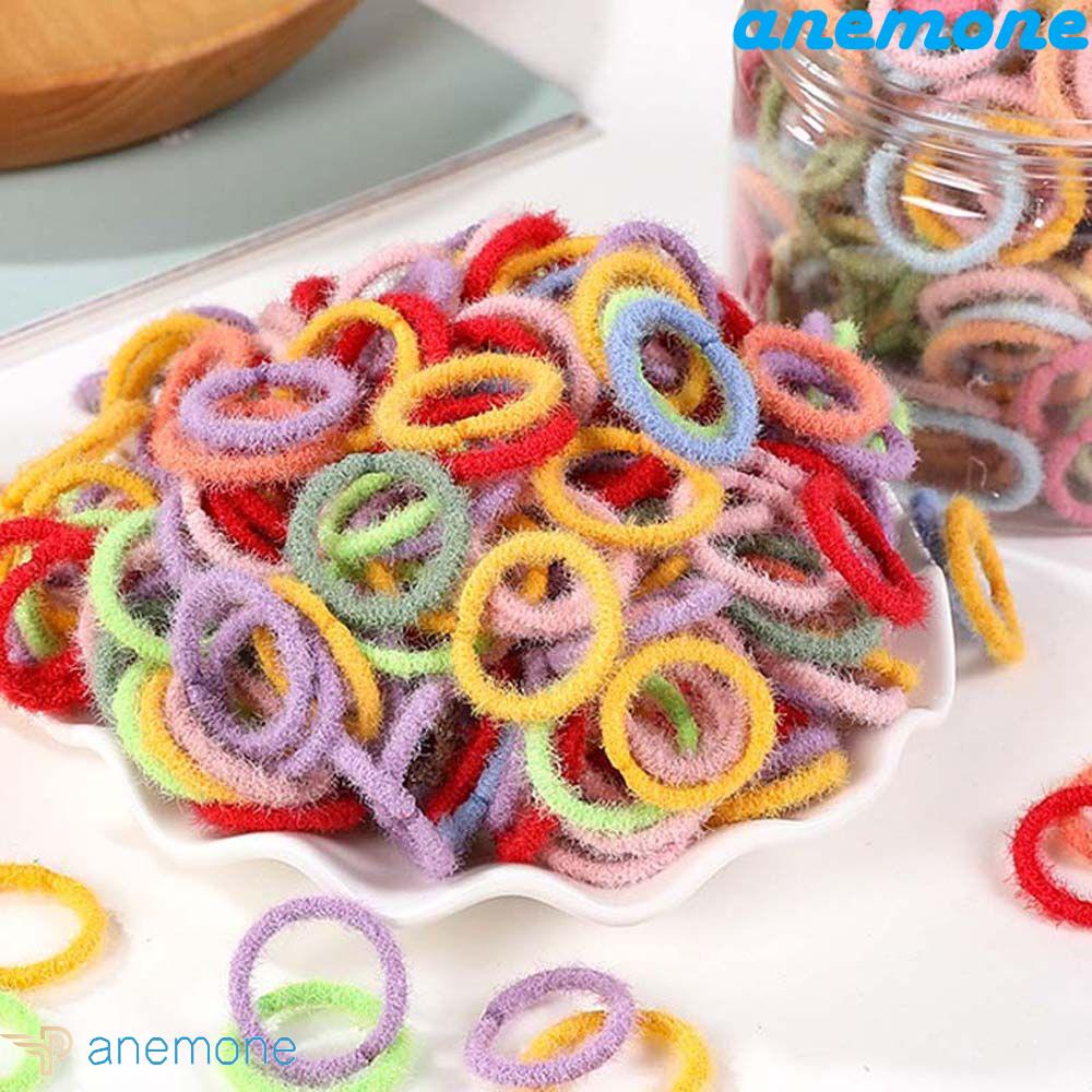 ANEMONE Dây Cột Tóc Cao Su Co Giãn Bọc Vải Lông Thời Trang Ngọt Ngào Cho Bé Gái
