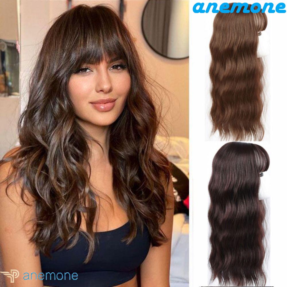 ANEMONE Tóc Giả Dài Xoăn Màu Đen Bằng Sợi Tổng Hợp Có Kẹp Chịu Nhiệt Độ Cao