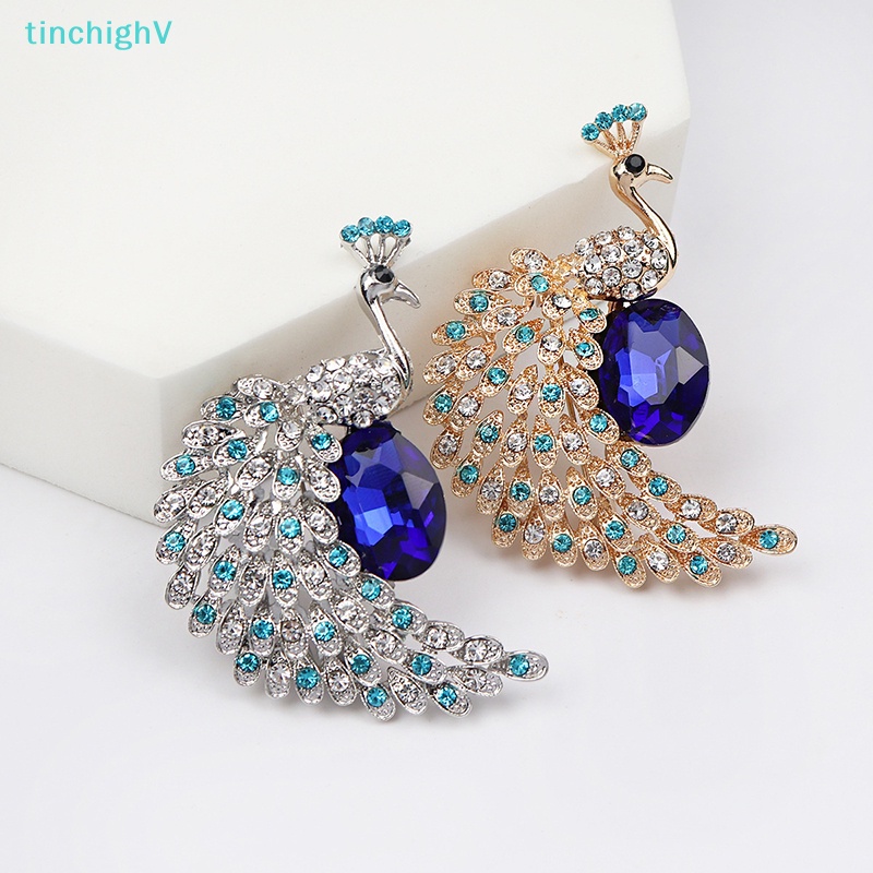 [TinchighV] Ghim Cài Áo Hình Chim Công Đính Pha Lê Thời Trang Cho Nữ