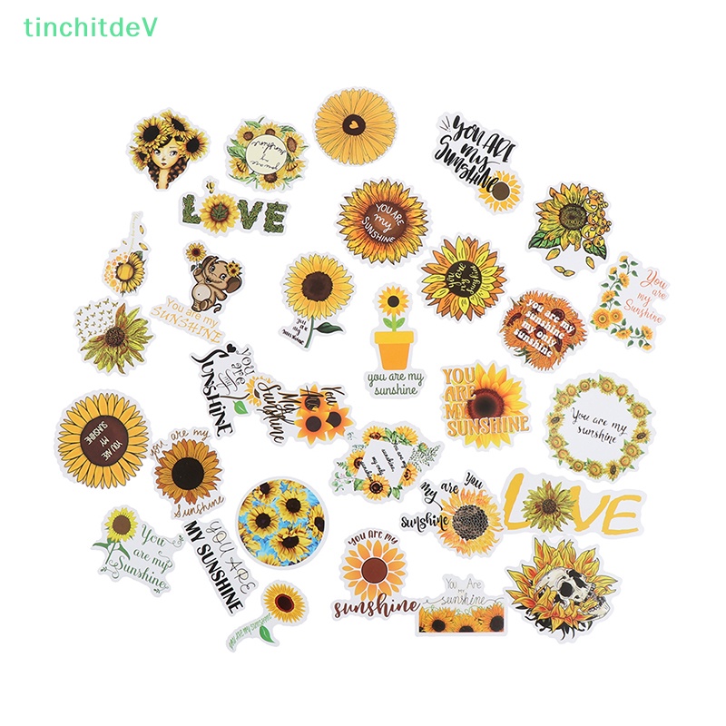 Bộ 50 Miếng Dán Hình Hoa Hướng Dương Chống Thấm Nước Trang Trí Tủ Lạnh / Xe Hơi / Laptop / Xe Máy DIY
