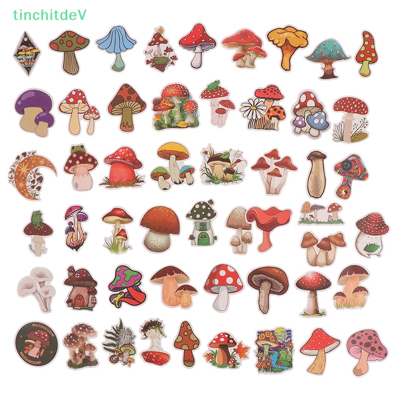 Bộ 50 Miếng Dán Hình Cây Nấm Dễ Thương Dùng Trang Trí Ván Trượt / Laptop / Điện Thoại / Xe Hơi