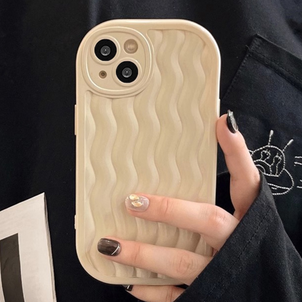 Ốp Điện Thoại TPU Mềm Chống Sốc Chống Dơ Họa Tiết Gợn Sóng Màu Trơn Đơn Giản Cho IPhone 11 12 13 14 Pro Max