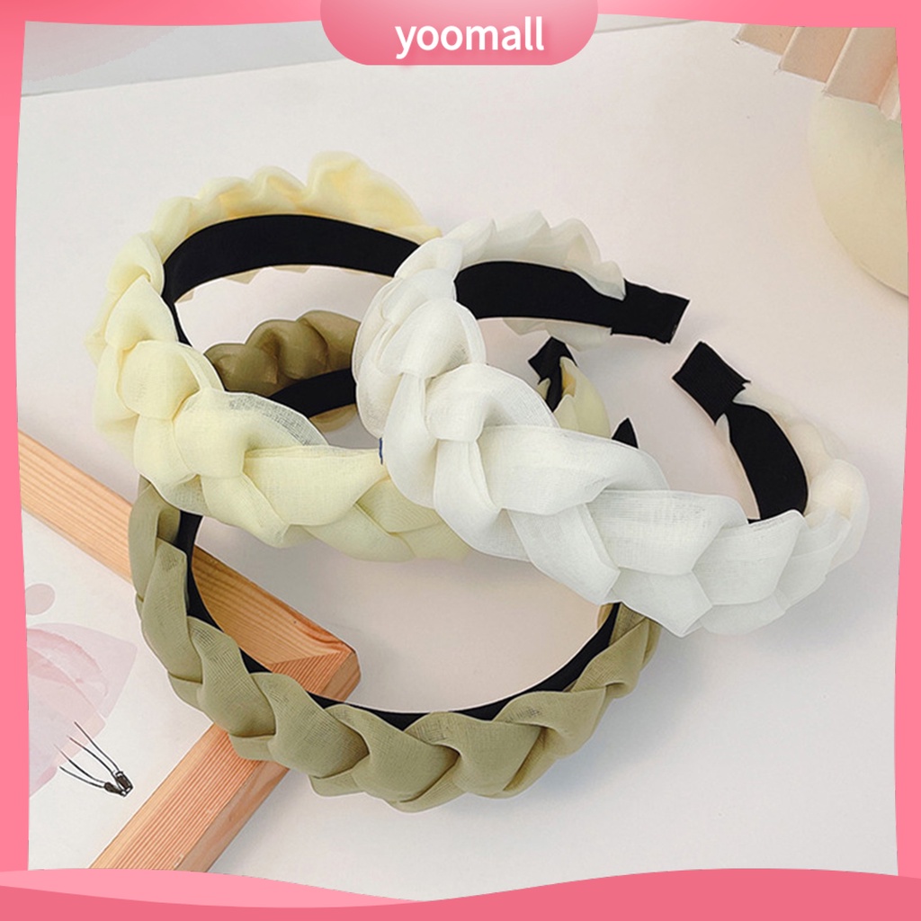 Băng Đô Rửa Mặt Sợi Lưới Bản Rộng Chống Trượt Họa Tiết Xoắn Cho Nữ