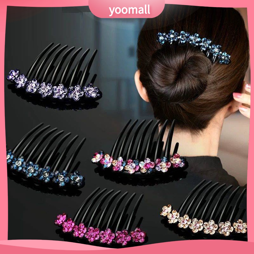 Lược Cài Tóc 7 Răng Đính Đá Chống Trượt Xinh Xắn Cho Cô Dâu