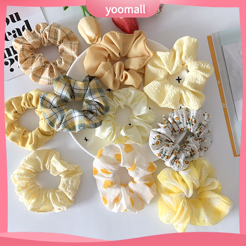 Dây Buộc Tóc Co Giãn Chống Trượt Chống Rơi In Họa Tiết Hoa Xinh Xắn Cho Nữ