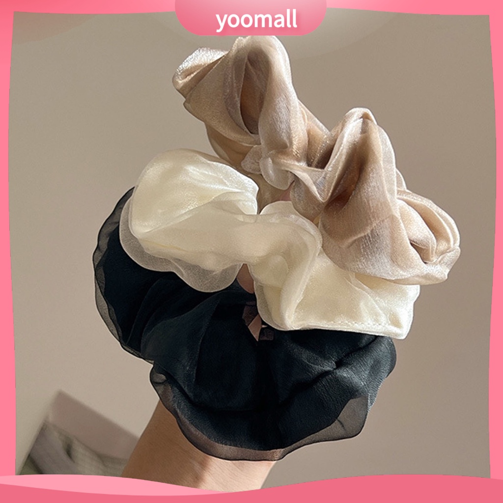 Dây Buộc Tóc Hai Lớp Mềm Mại Co Giãn Chống Rách Màu Trơn Thời Trang Cho Nữ