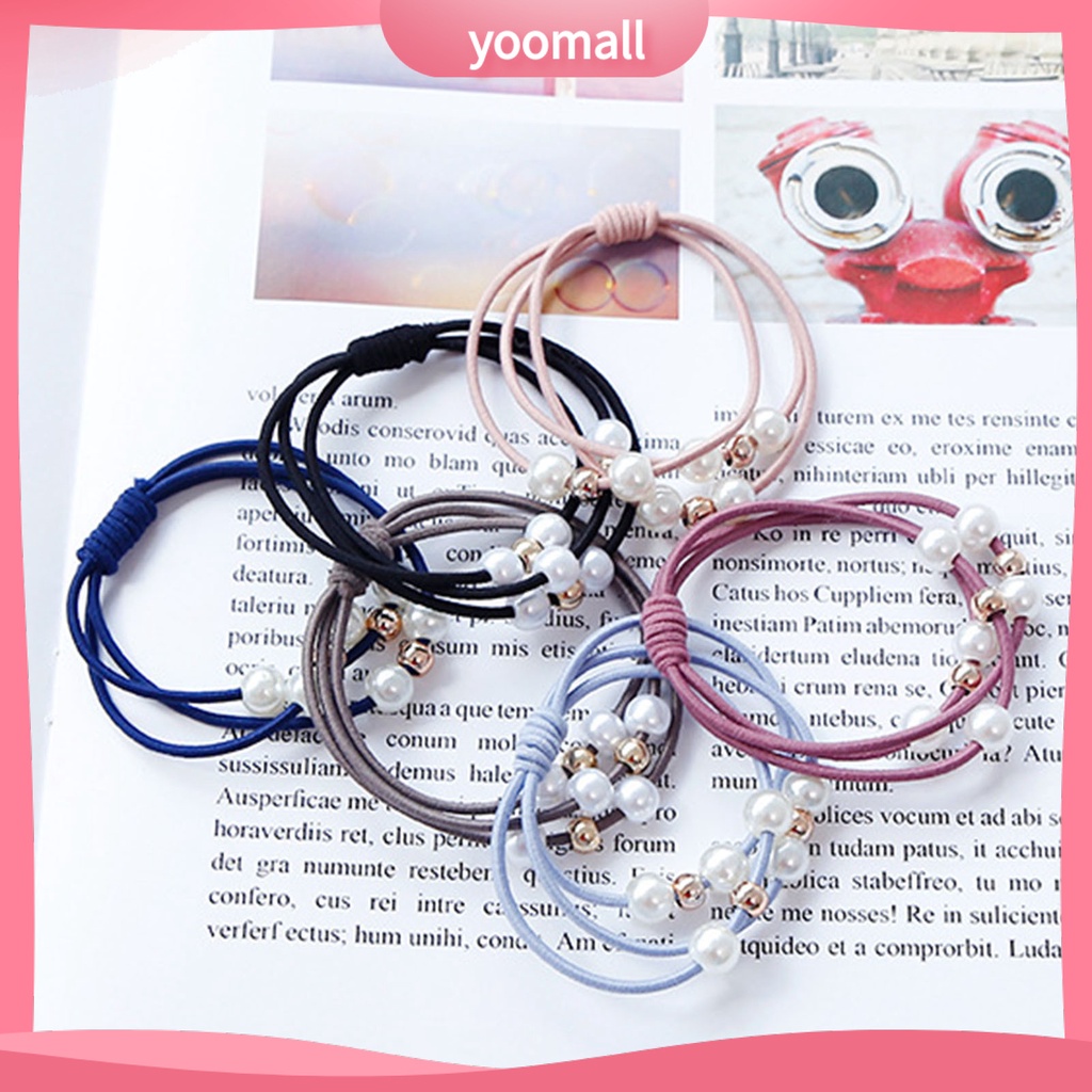 Dây Cột Tóc Cao Su Co Giãn Đính Ngọc Trai Giả Nhiều Lớp