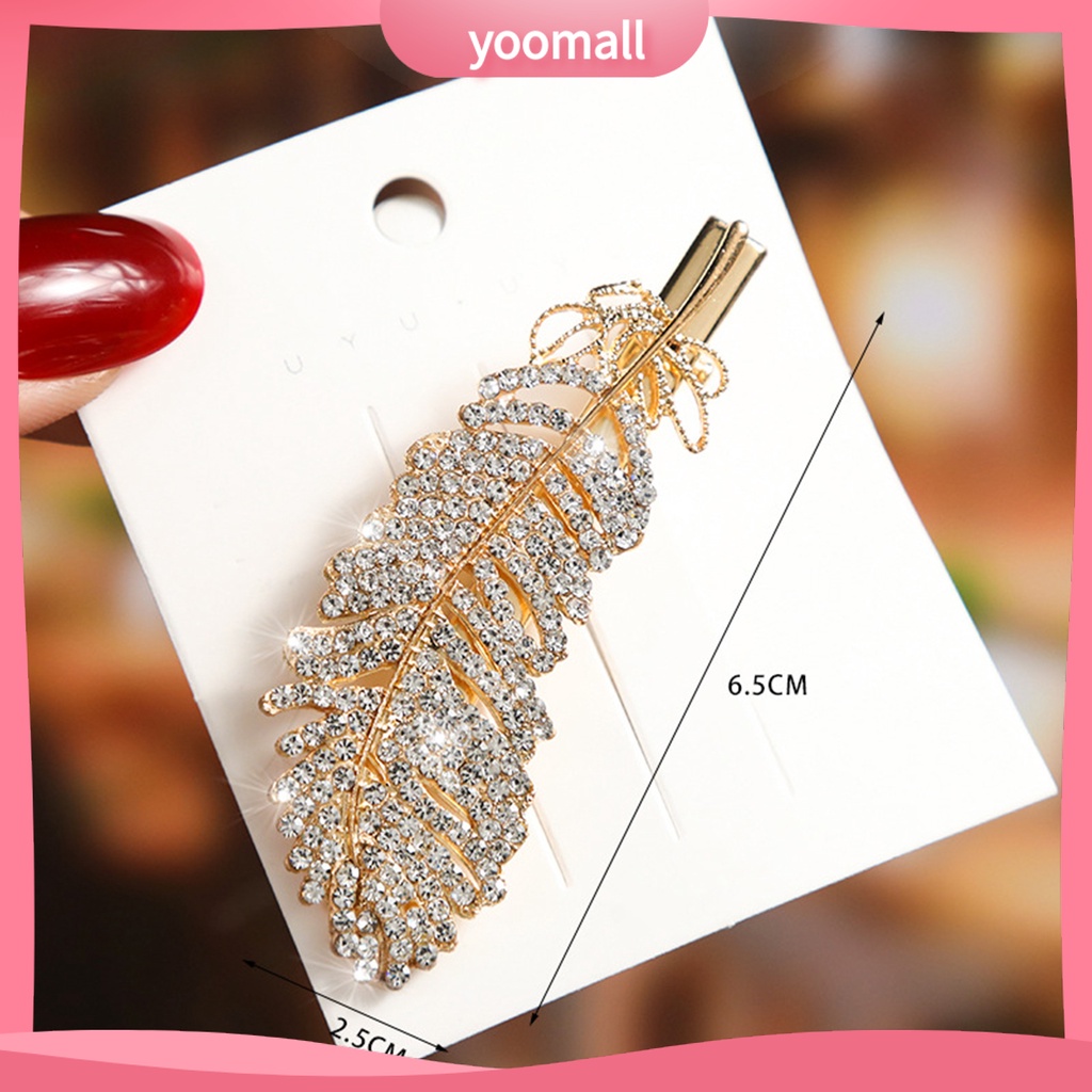 Kẹp Tóc Hợp Kim Hình Lông Vũ Đính Đá Lấp Lánh