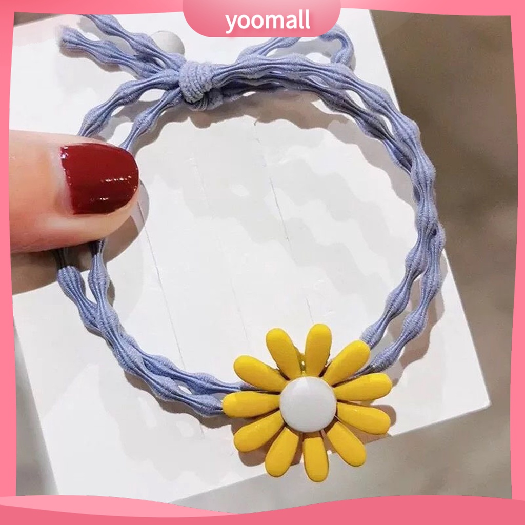 Dây Cột Tóc Co Giãn Đính Hoa 3D Bằng Nhựa Resin Có Thể Giặt Rửa Cho Bé