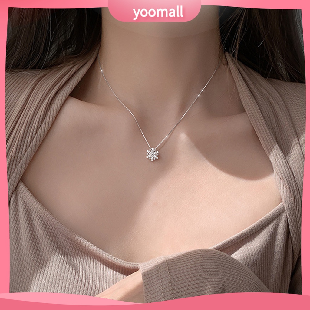 Vòng cổ Mặt Hình Hoa Tuyết Đính Đá Zircon Chống Mài Mòn Thời Trang Dự Tiệc Cho Nữ