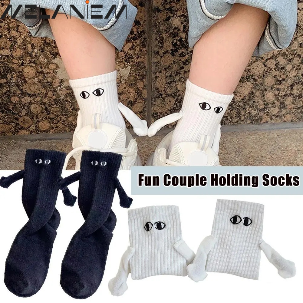 Vớ Cotton Cổ Cao Mềm Mại Thoáng Khí Thoải Mái Thêu Hình Đôi Mắt Vui Nhộn Có Nam Châm Từ Tính