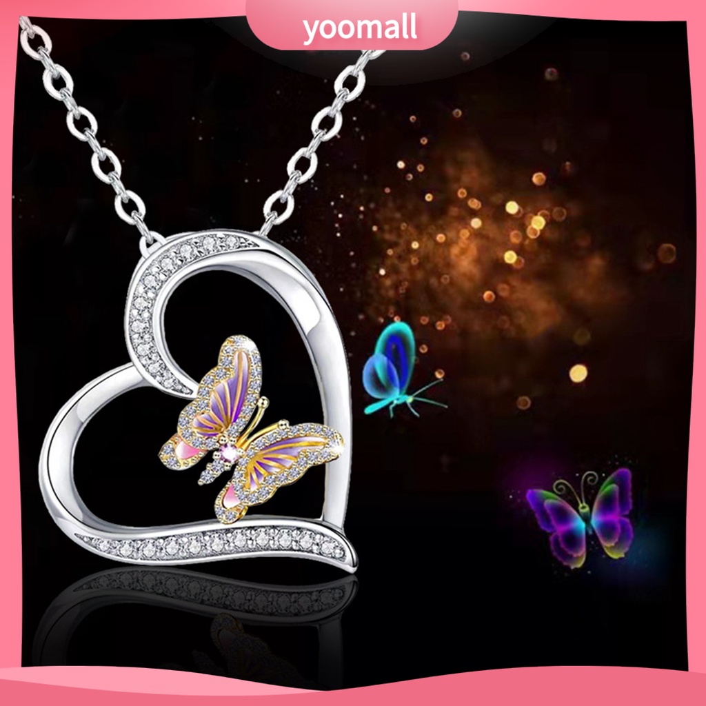 Vòng cổ Mặt Hình Trái Tim / Bướm Đính Đá Tinh Tế Thời Trang Cho Nữ