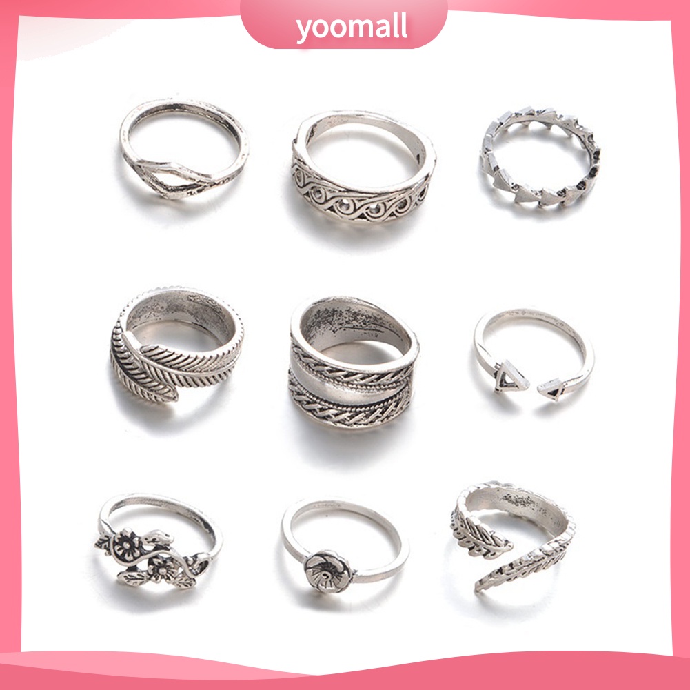 Set 9 Nhẫn Đeo Khớp Ngón Tay Phong Cách Vintage