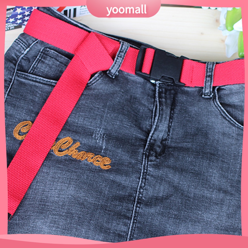 Thắt Lưng Vải Canvas Màu Trơn Khóa Nhựa Dễ Phối Đồ Thời Trang Cho Nữ