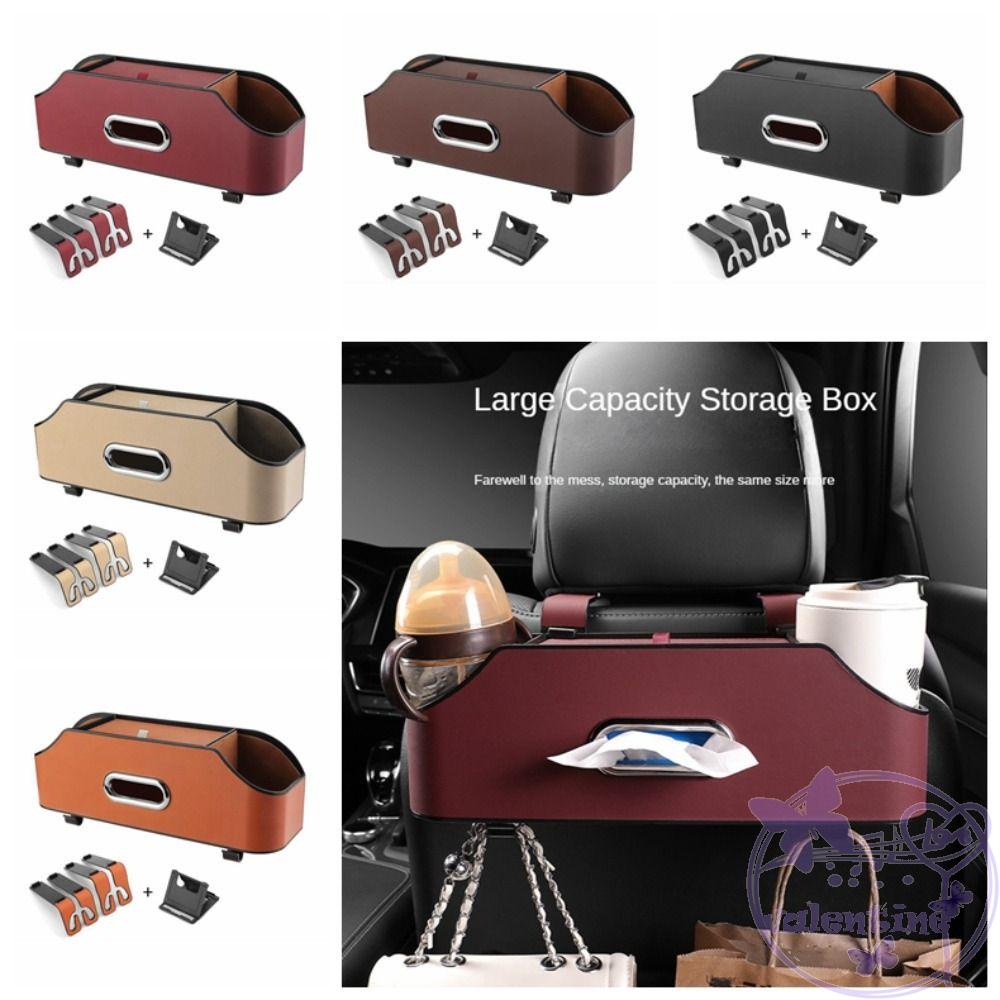 AVALENTINE Car Seat Back Storage Box, with Car Hook Car Backseat Tissue Storage Box, Organizer Storage Leather Lightweight for Auto Back Seat