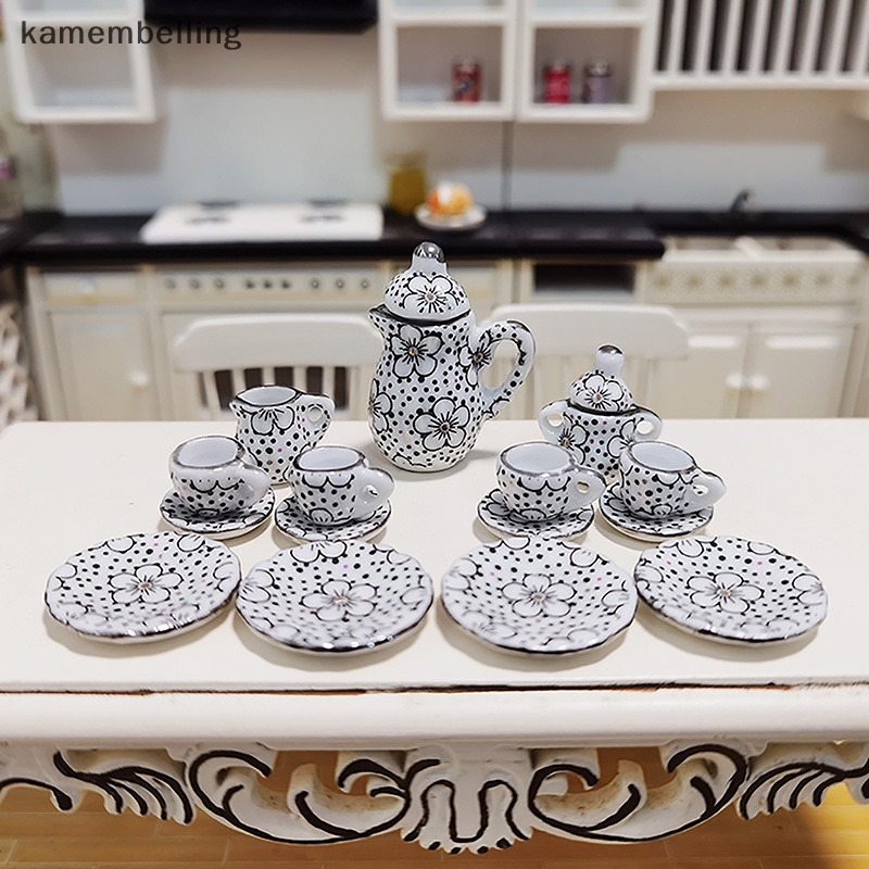 1 Bộ Ấm Tách Uống Trà Bằng Sứ 1: 12 Trang Trí Nhà Búp Bê