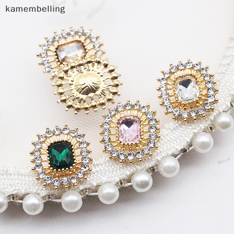 Nút Hợp Kim Hình Chữ Nhật Đính Đá Phẳng Trang Trí Kẹp Quần Áo / Giày Vintage DIY