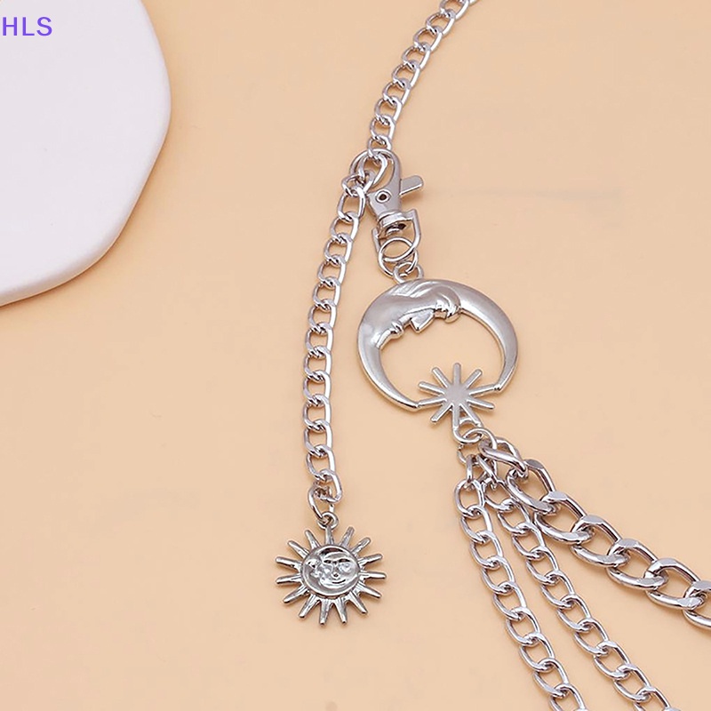 1 Thắt Lưng Dây Xích Hình Trăng Sao Màu Vàng / Bạc Thời Trang Cho Nữ