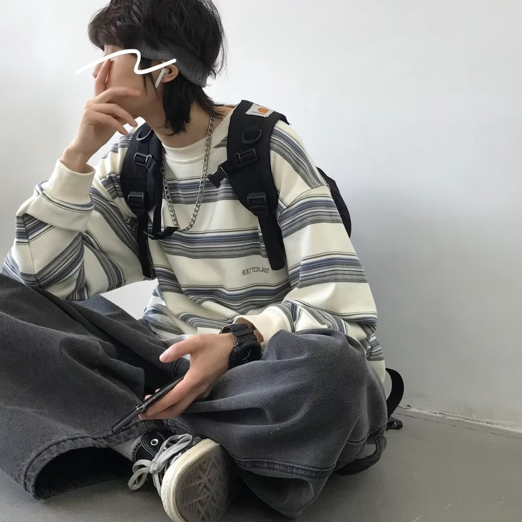 Áo Thun Dài Tay Họa Tiết Sọc Ngang Thời Trang Dành Cho Cả Nam Và Nữ