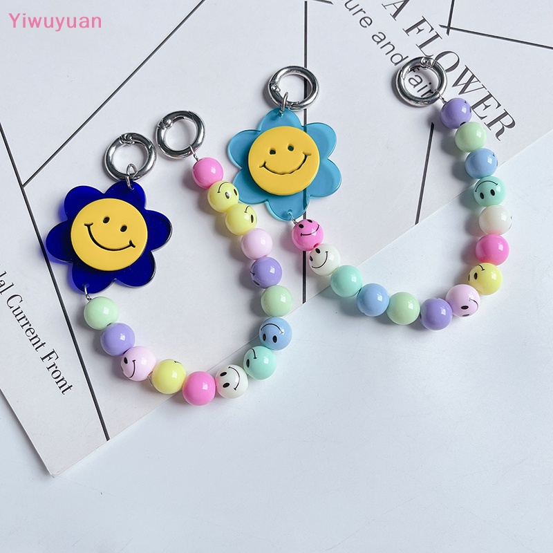 Vòng Tay Chuỗi Hạt Hình Trái Tim / Hoa Bằng Acrylic Dễ Thương Chống Thất Lạc Cho IPhone Mới