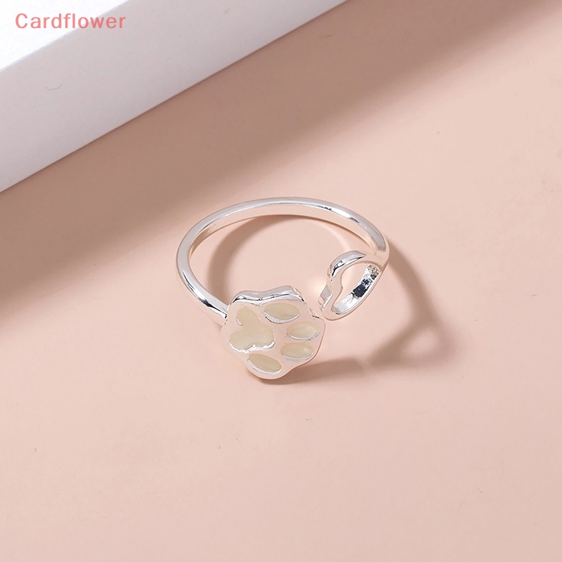 < Cardflower > Nhẫn Dạ Quang Dạng Mở Hình Chân Mèo Sáng Tạo Có Thể Điều Chỉnh Làm Quà Tặng Cho Cặp Đôi Nam Nữ Mới