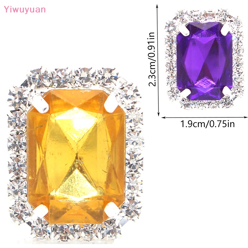 < Yiwuyuan > Phụ Kiện Nút Kim Loại Đáy Phẳng Hình Chữ Nhật Đính Đá Acrylic Phụ Kiện May Vá Quần Áo DIY Mới