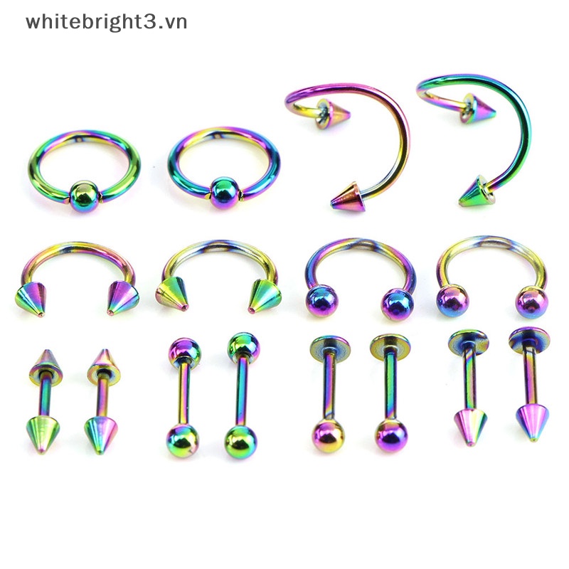 Set 16 Khuyên Đeo Cơ Thể Chất Liệu Thép Không Gỉ