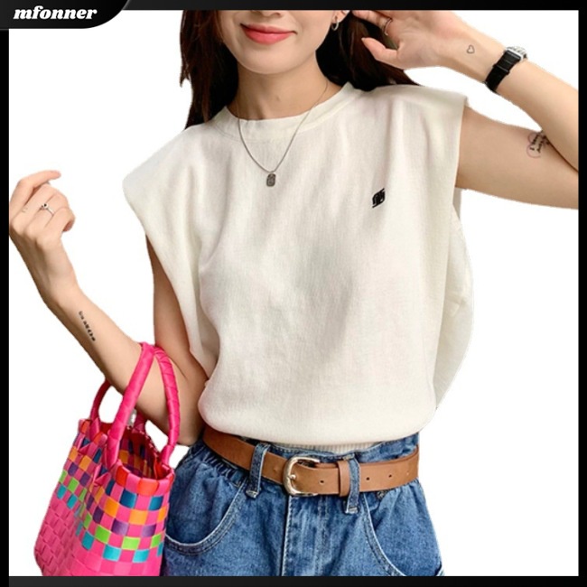 Áo Sát Nách Cổ Tròn Kẻ Sọc Ngang Vải Lụa Mát Thời Trang Thể Thao Mùa Hè Cho Nữ