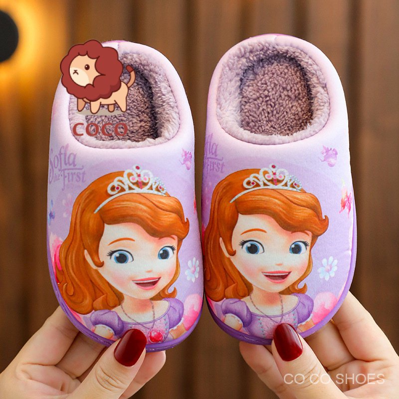 Dép Bông Đi Trong Nhà Chống Trượt Hình Công Chúa Băng Giá Cho Bé Gái