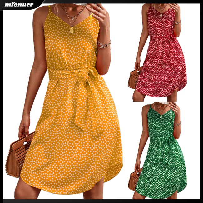 Đầm Cổ Chữ V Lưng Cao Xẻ Tà Họa Tiết Hoa Thanh Lịch Thời Trang Mùa Hè Cho Nữ