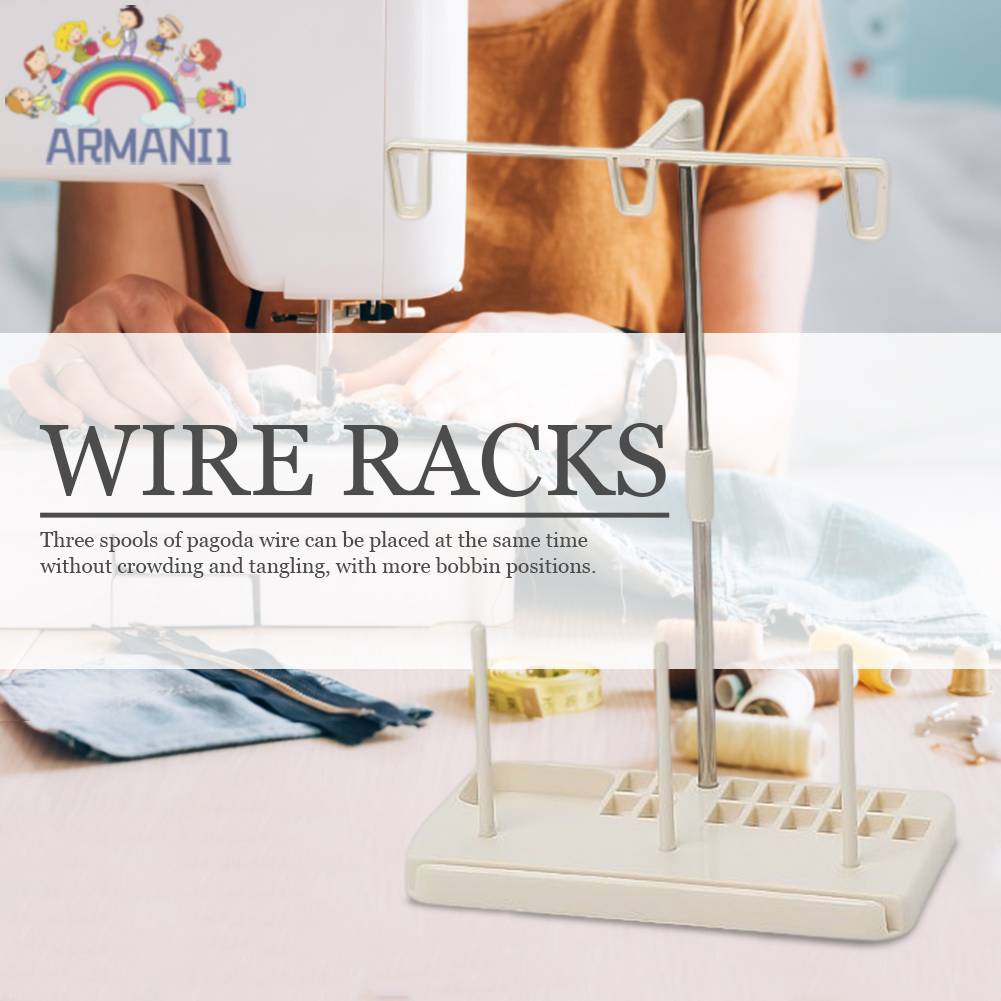 Giá Đỡ Cuộn Chỉ Thêu Hình Nón 3 Trục Tùy Chỉnh Tiện Dụng Cho Máy May