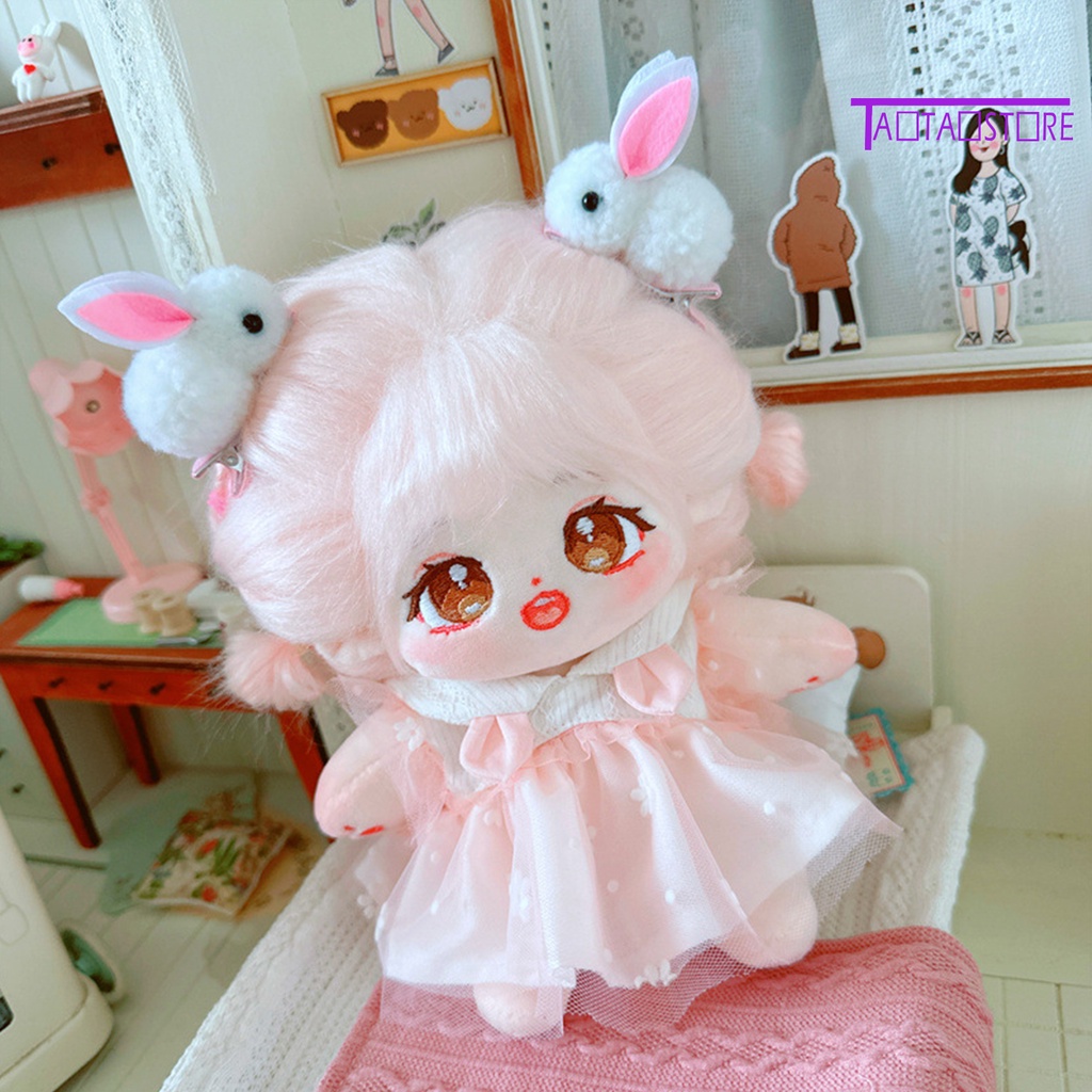 Búp Bê Vải Mềm Bắt Mắt Hình Thỏ Đáng Yêu 20cm Kèm Kẹp Tóc
