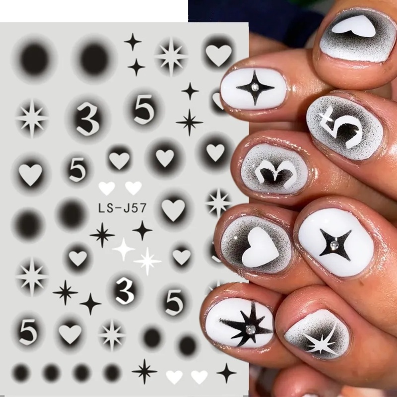 Miếng Dán Trang Trí Móng Tay 3D / Y2k Hình Ngôi Sao / Trái Tim / Bướm / Khối Lập Phương Rỗng Tự Dính Phong Cách Tối Màu