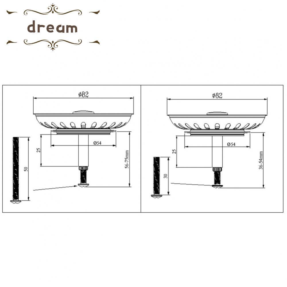 【DREAMLIFE】Sink Drain Waste Plug Parts Stainless Steel &amp; Rubber 30/50mm Accessory