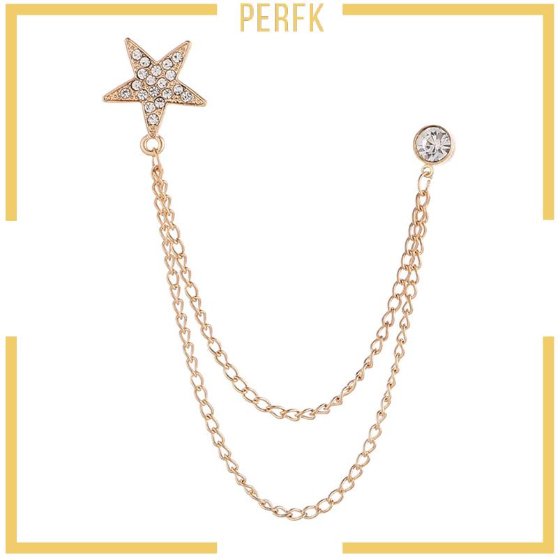 Trâm Cài Áo Ngôi Sao Năm Cánh Phối Dây Xích Tua Rua Thời Trang Cho Nam