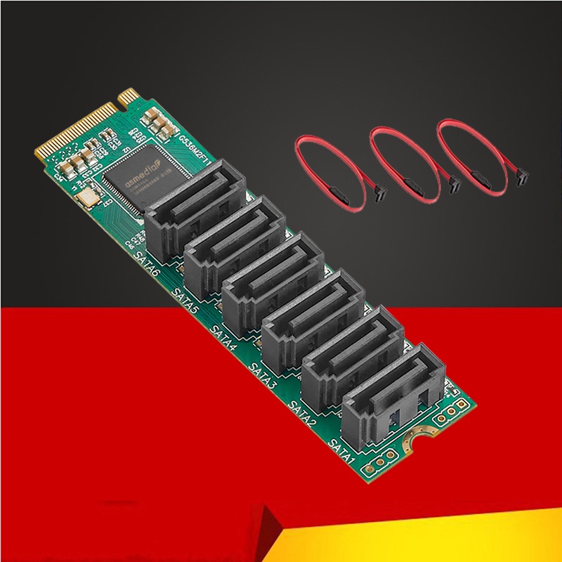 NVME TO SATA Bộ chuyển đổi thẻ mở rộng Riser M2 NGFF M.2 M Key to 6 cổng SATA3.0 HDD SSD Bộ điều khi