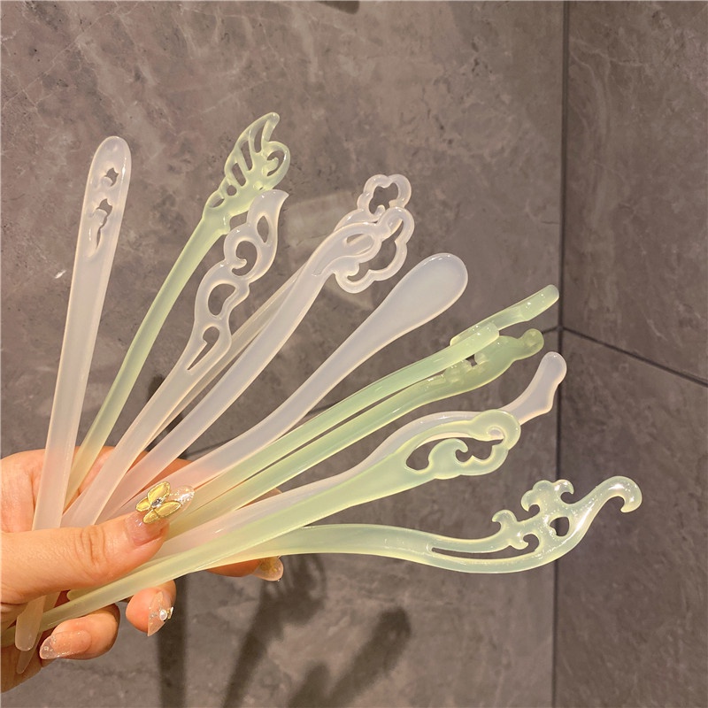 Trâm Cài Tóc Acrylic Màu Xanh Lá Cổ Điển Thời Trang Hè 2023 Dành Cho Bạn Gái