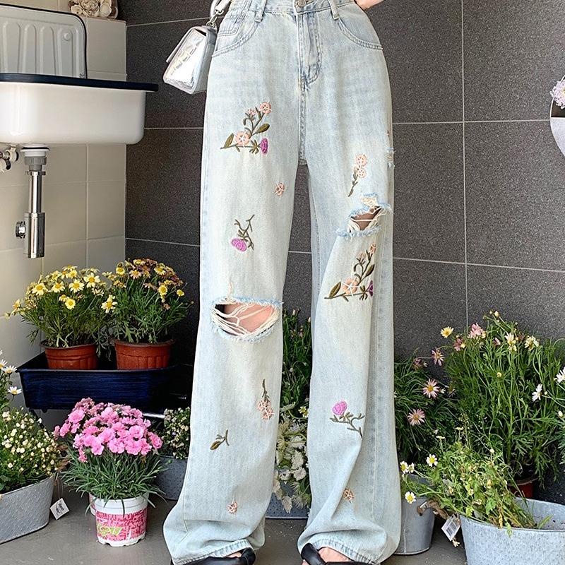 Quần Suông Qc thêu bông hoa 103cm Q322