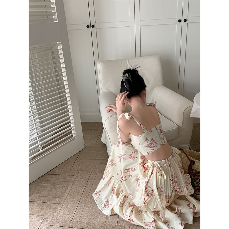 Set Áo Váy Hai Dây Eo Cao Phong Cách Hàn Quốc Thời Trang Mùa Hè 2023 Mfs