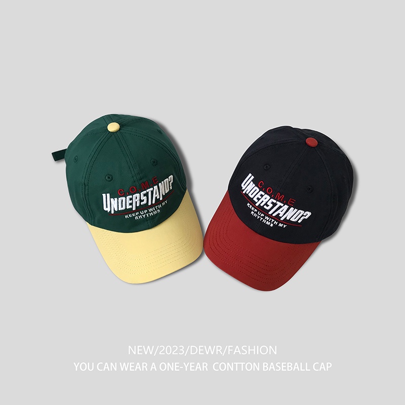 Mũ Lưỡi Trai Thể Thao Che Nắng Mềm Mại Thêu Họa Tiết Màu Tương Phản Kiểu Retro Thời Trang Xuân Hè Cho Các Cặp Đôi