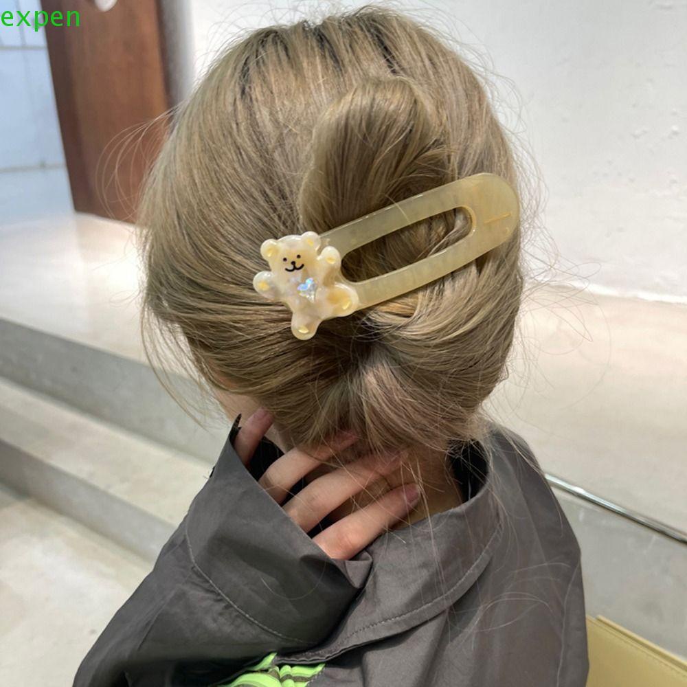 EXPEN Kẹp Tóc Trong Suốt Màu Kẹo Hình Chú Gấu Dễ Thương Phong Cách Hàn Quốc Thời Trang Mùa Hè Cho Nữ