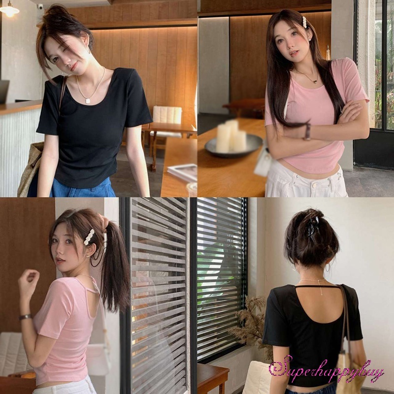 Áo Thun Tay Ngắn Màu Sắc Đơn Giản Cho Nữ