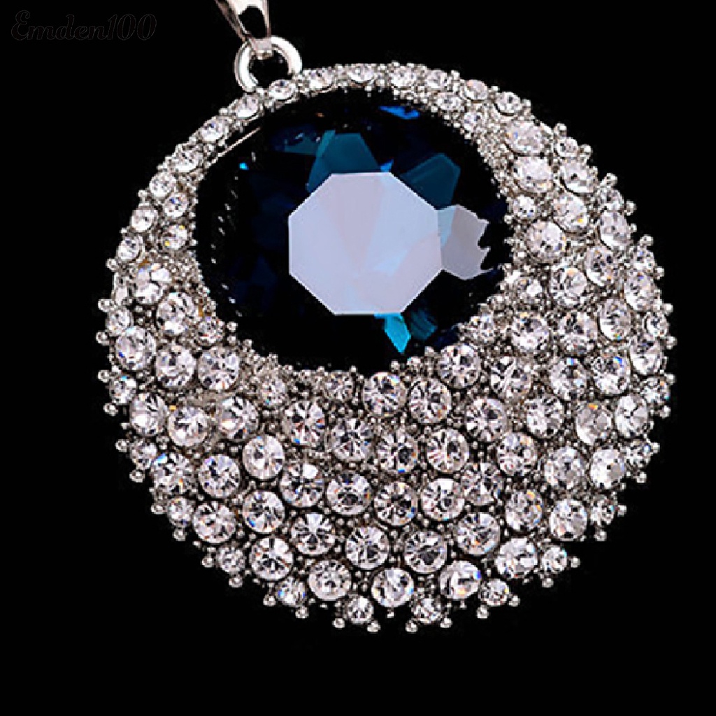 Vòng cổ Dài Mặt Tròn Đính Đá Phong Cách Vintage Dành Cho Nữ