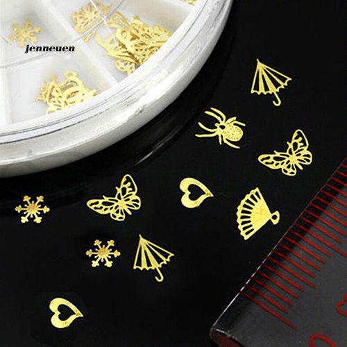 Hộp Đề Can Họa Tiết Hoa Bướm 3D Bằng Kim Loại Màu Vàng Kim Dùng Để Trang Trí Móng Nghệ Thuật