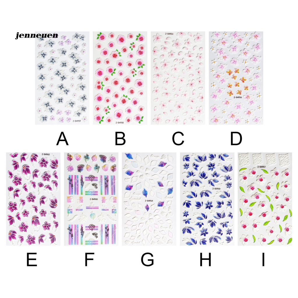 Miếng Dán Trang Trí Móng Tay Siêu Mỏng Họa Tiết Hoa Xinh Xắn