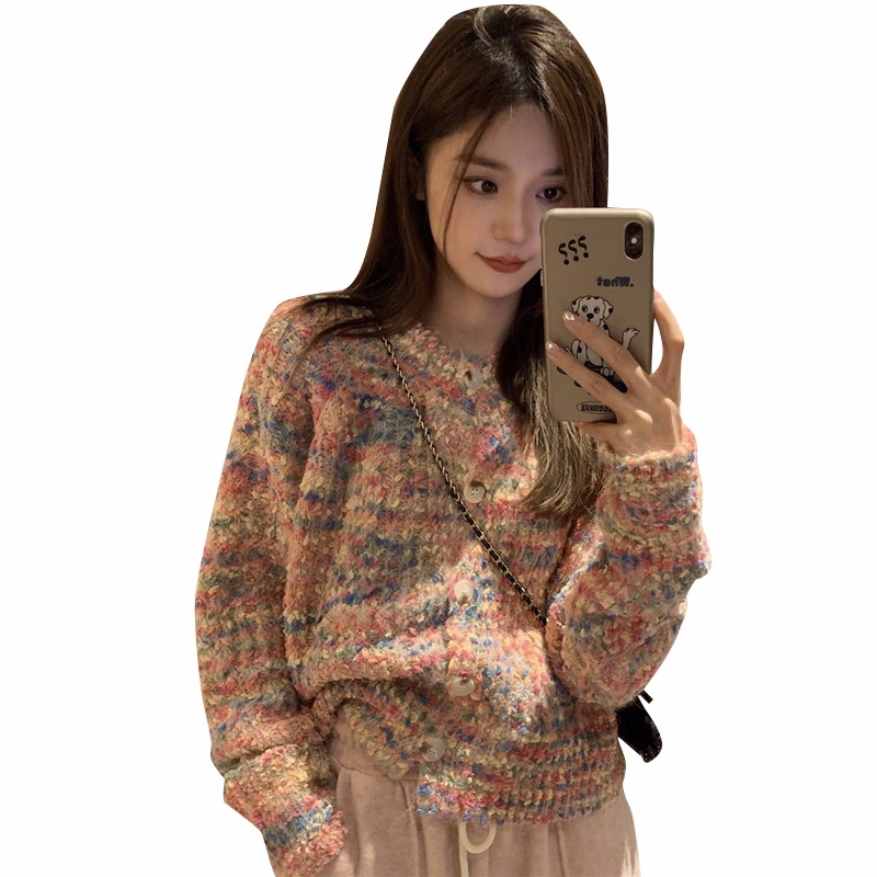 Áo Khoác Cardigan Dệt Kim Mềm Mại Họa Tiết Chấm Bi Nhiều Màu Phong Cách Retro Nhật Bản Thanh Lịch Cho Nữ