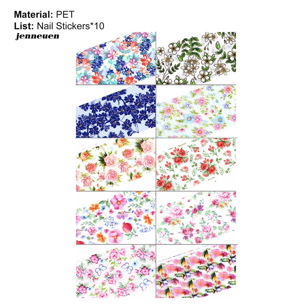 Set 10 Miếng Dán Móng Họa Tiết Hoa Nhỏ Nhiều Màu Sắc Dành Cho Nữ