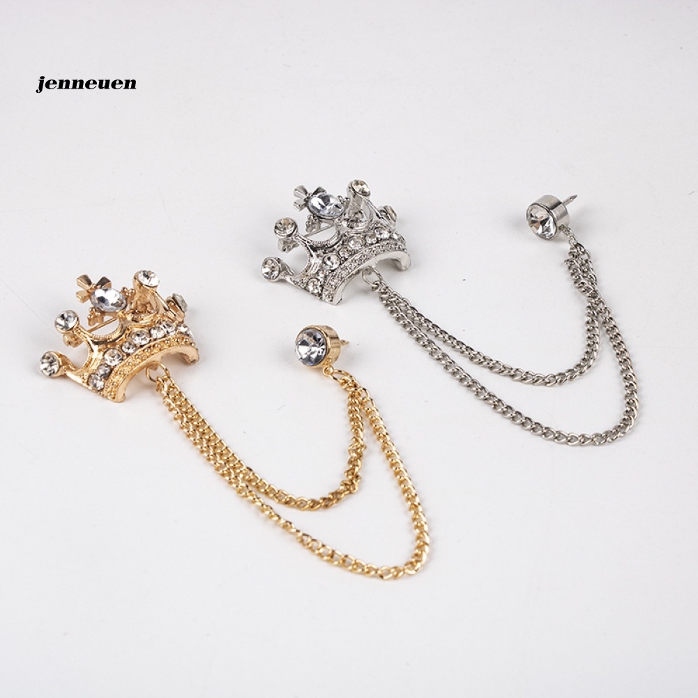 Trâm Cài Áo Hình Vương Miện Phối Dây Xích Tua Rua Phong Cách Cổ Điển Thời Trang Cho Nam Và Nữ