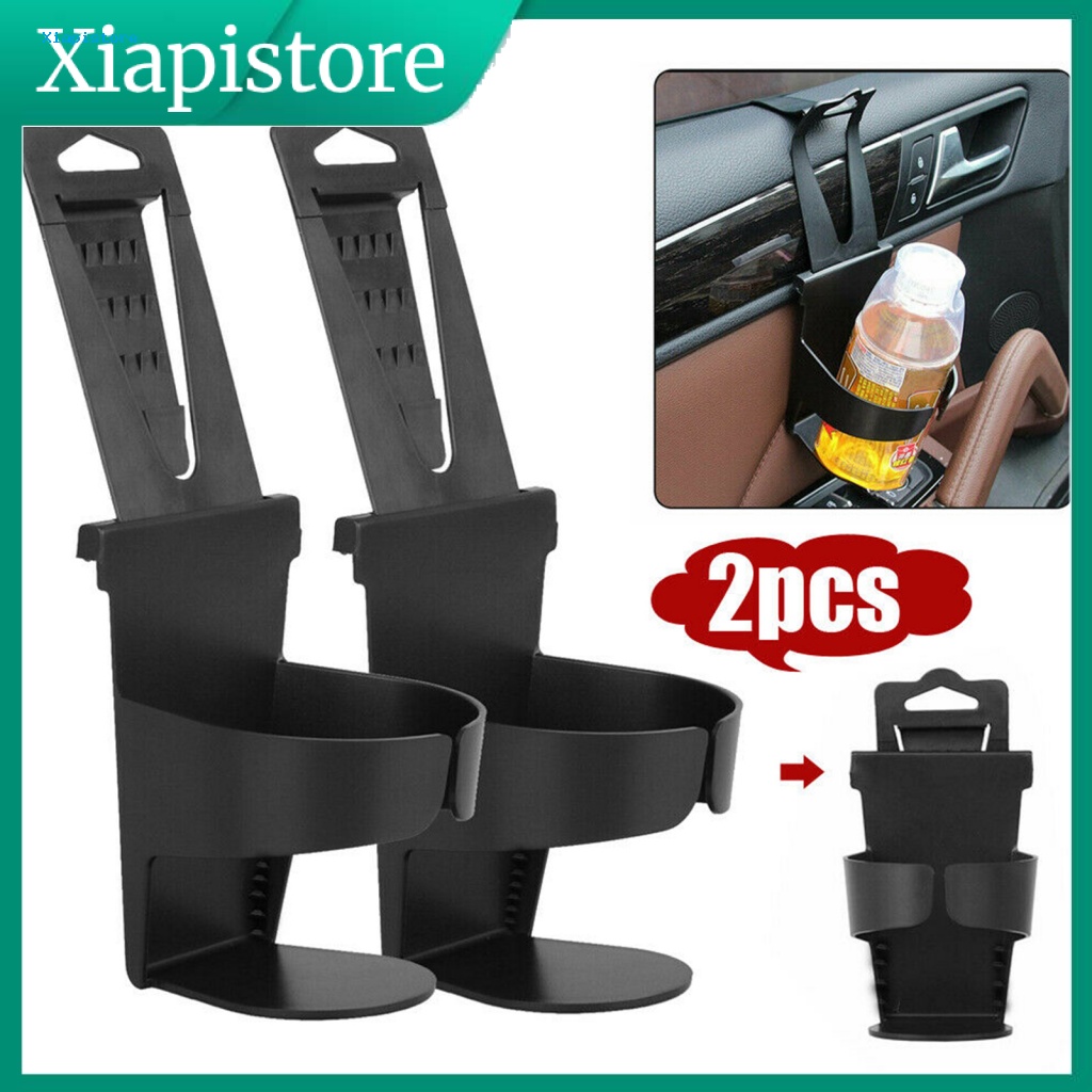 Bộ 2 Giá Đỡ Cốc / Chai Nước Màu Đen Có Thể Điều Chỉnh Gắn Cửa Xe Hơi / Xe Tải